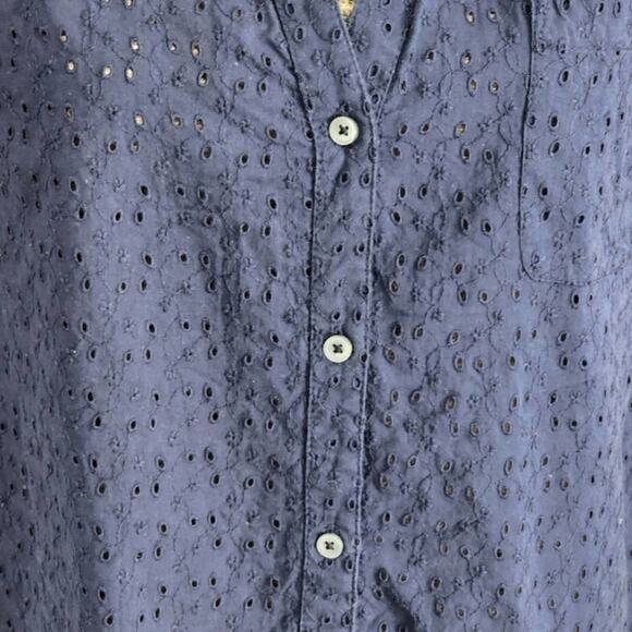 J. Crew navy blue eyelet blouse size small - Picture 3 of 6